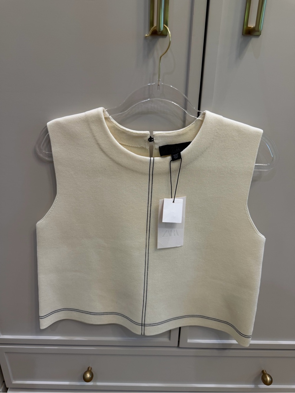 Zara Cream Knit Set with Black Pinstripe Detail - Picture 5 of 7